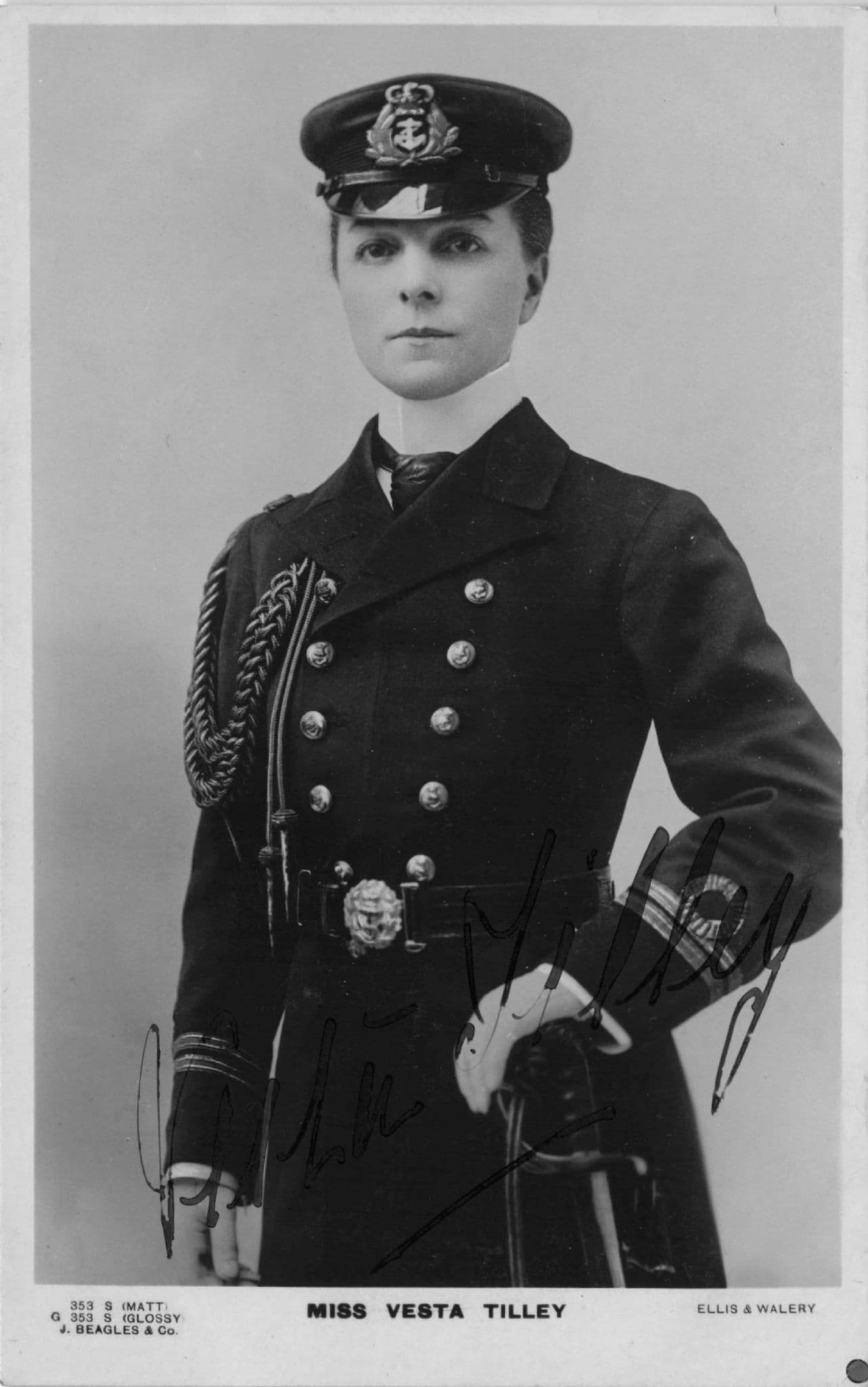 Vesta Tilley as Military Soldier LGBT Antique Hand Signed Photo
