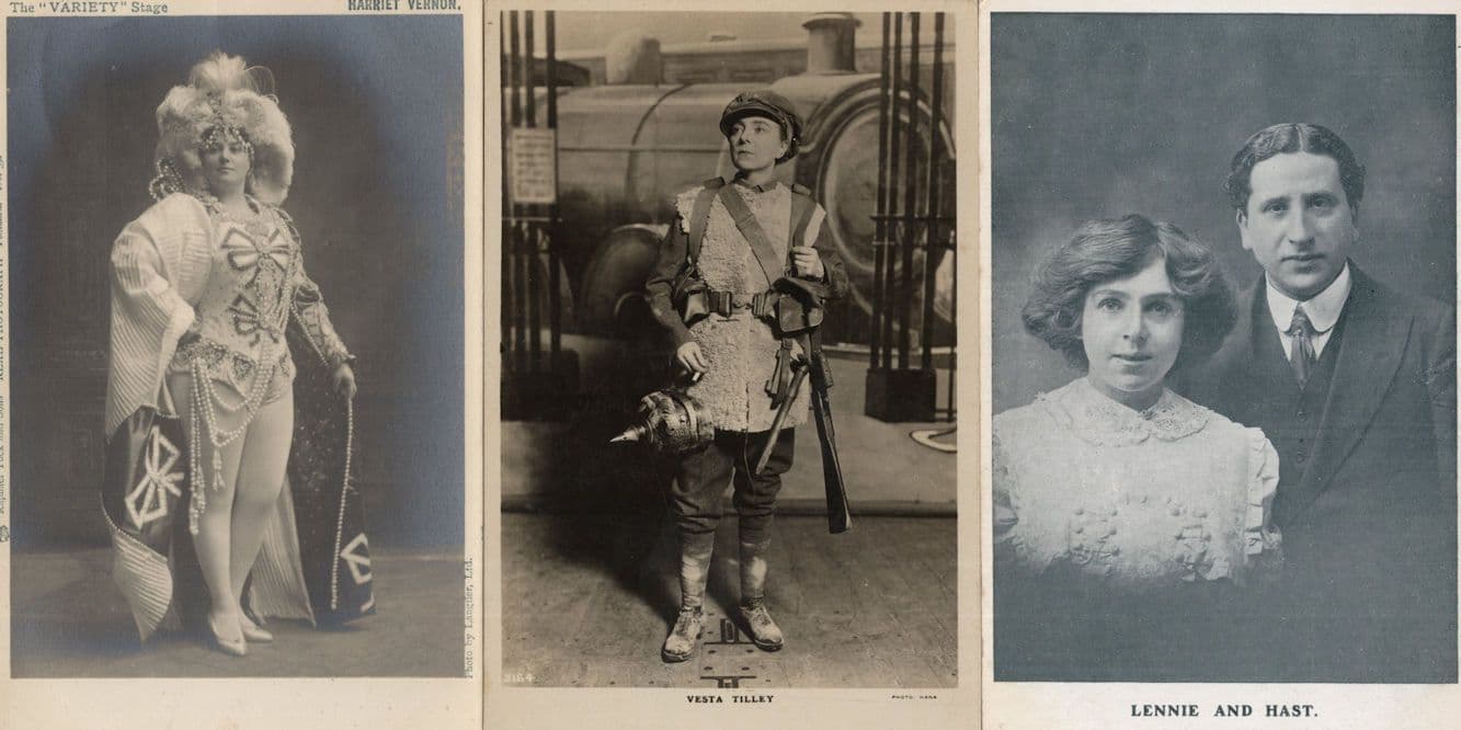 Vesta Tilley Lennie & Haste Harriet Vernon LGBT Dame 3x Old Theatre Postcard s