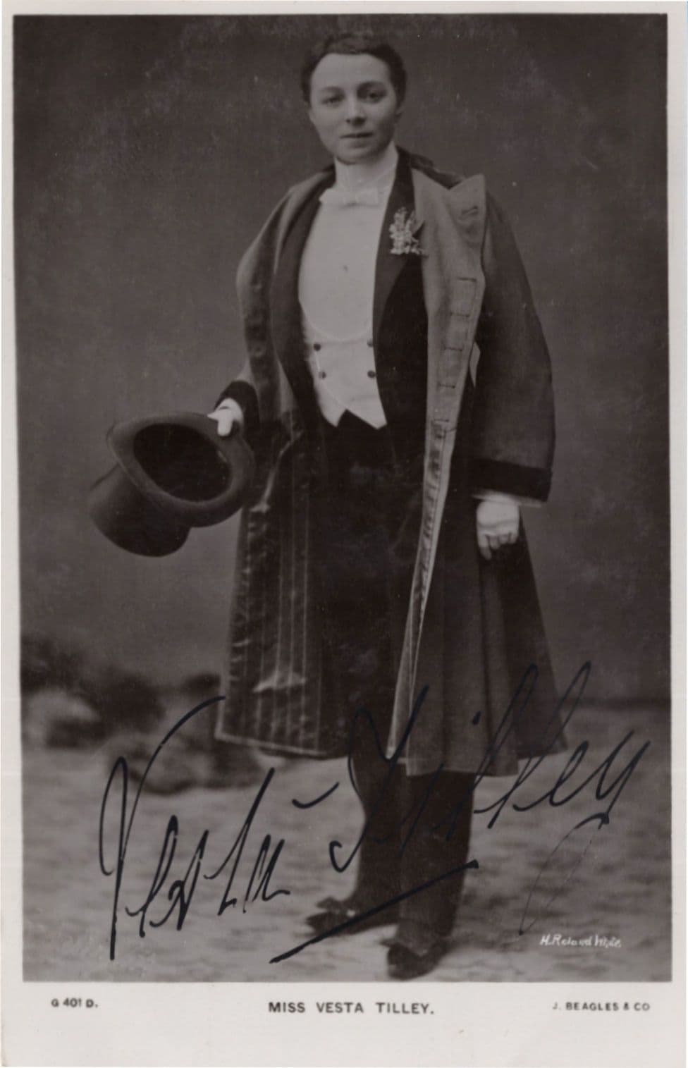 Vesta Tilley LGBT Historic Actress Old Hand Signed Photo Autograph