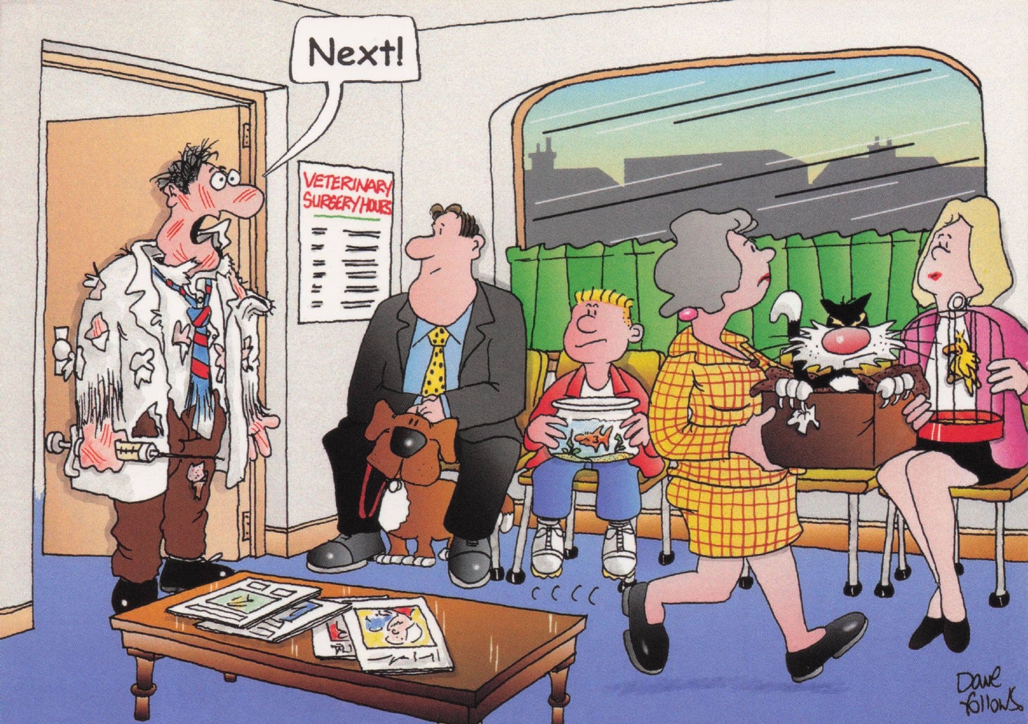 Veterinary Surgery Psycho Vet Drill Animal Disaster Comic Postcard