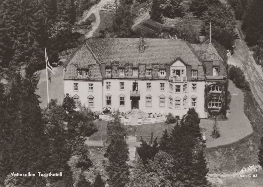 Vettakollen Hotel Turisthotell Aerial Real Photo Norway Postcard