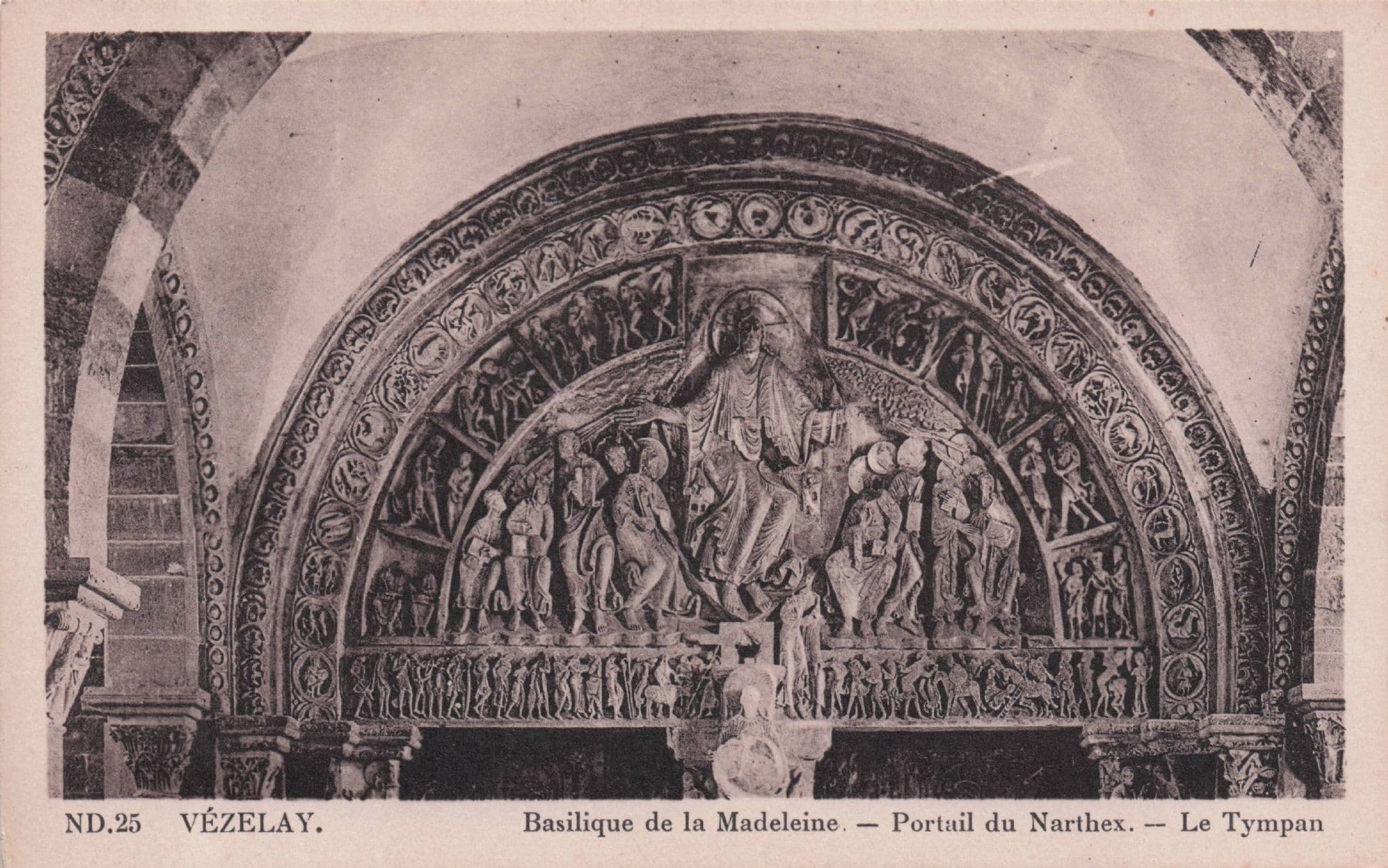 Vezelay Baselique De La Madeleine Portail De Narthax France Old Postcard