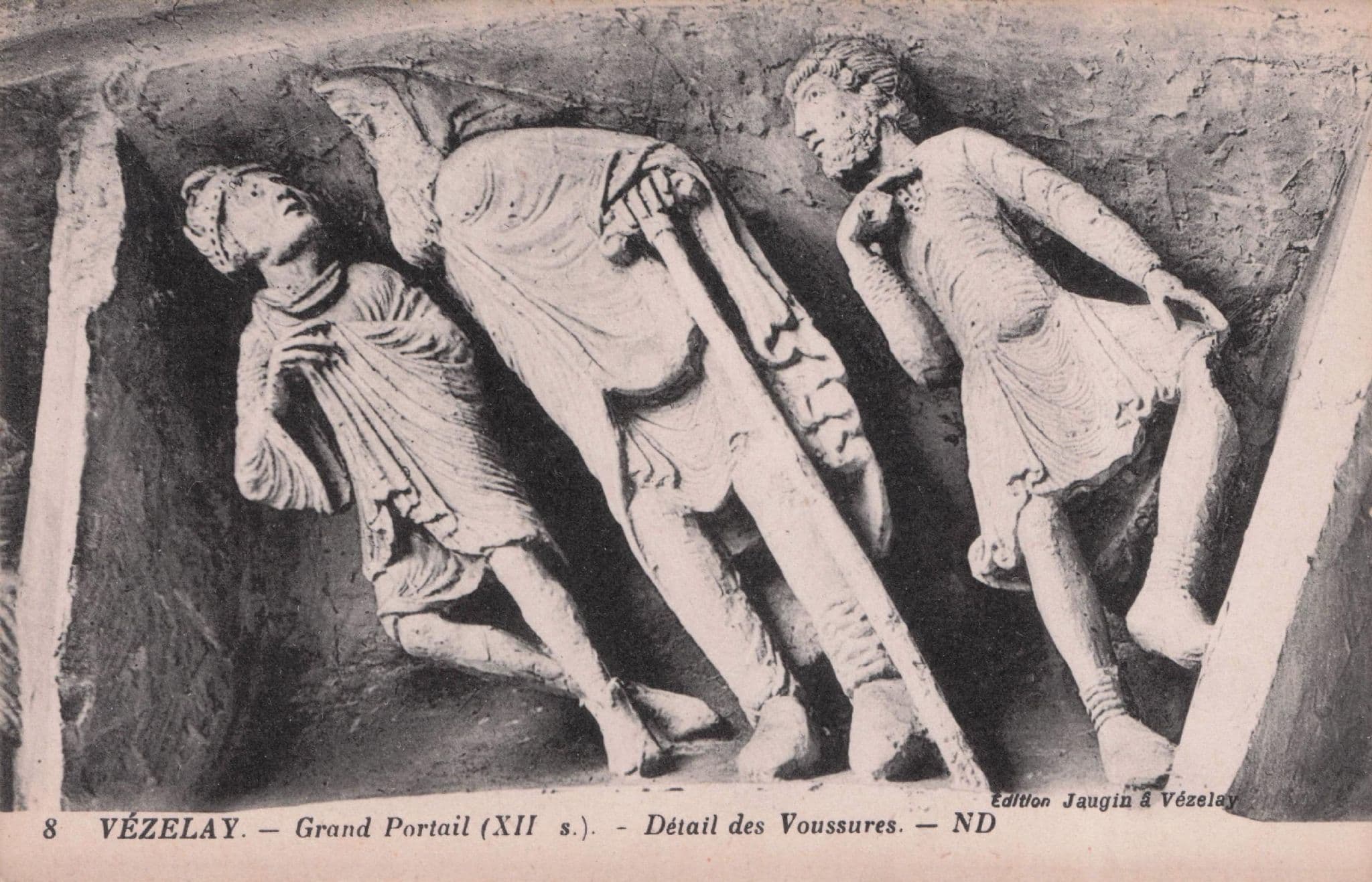 Vezelay Grand Portail Voussures Mural Statue French Old Postcard