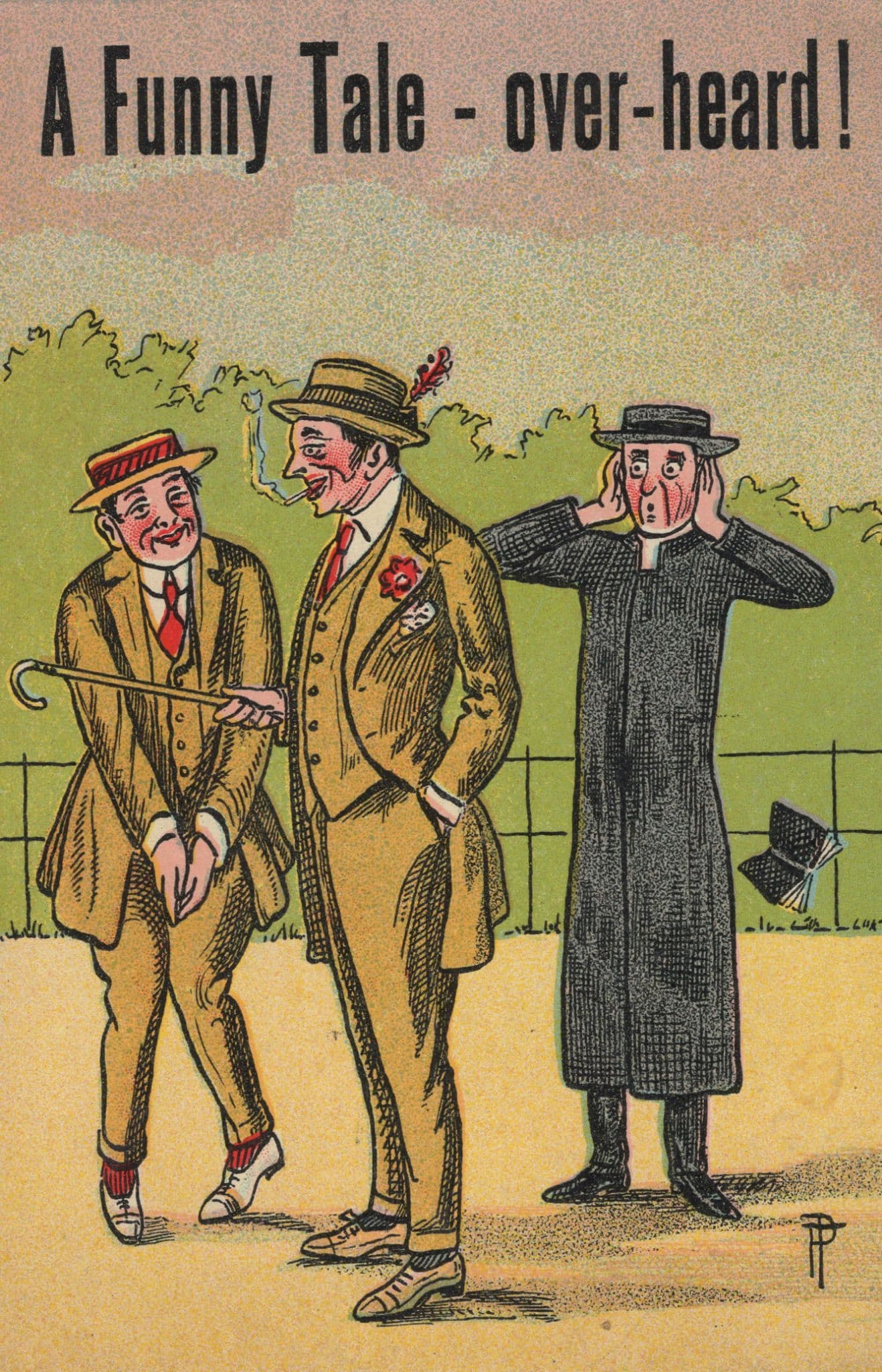 Vicar Priest A Funny Rude Tale Comic Religious Antique Postcard