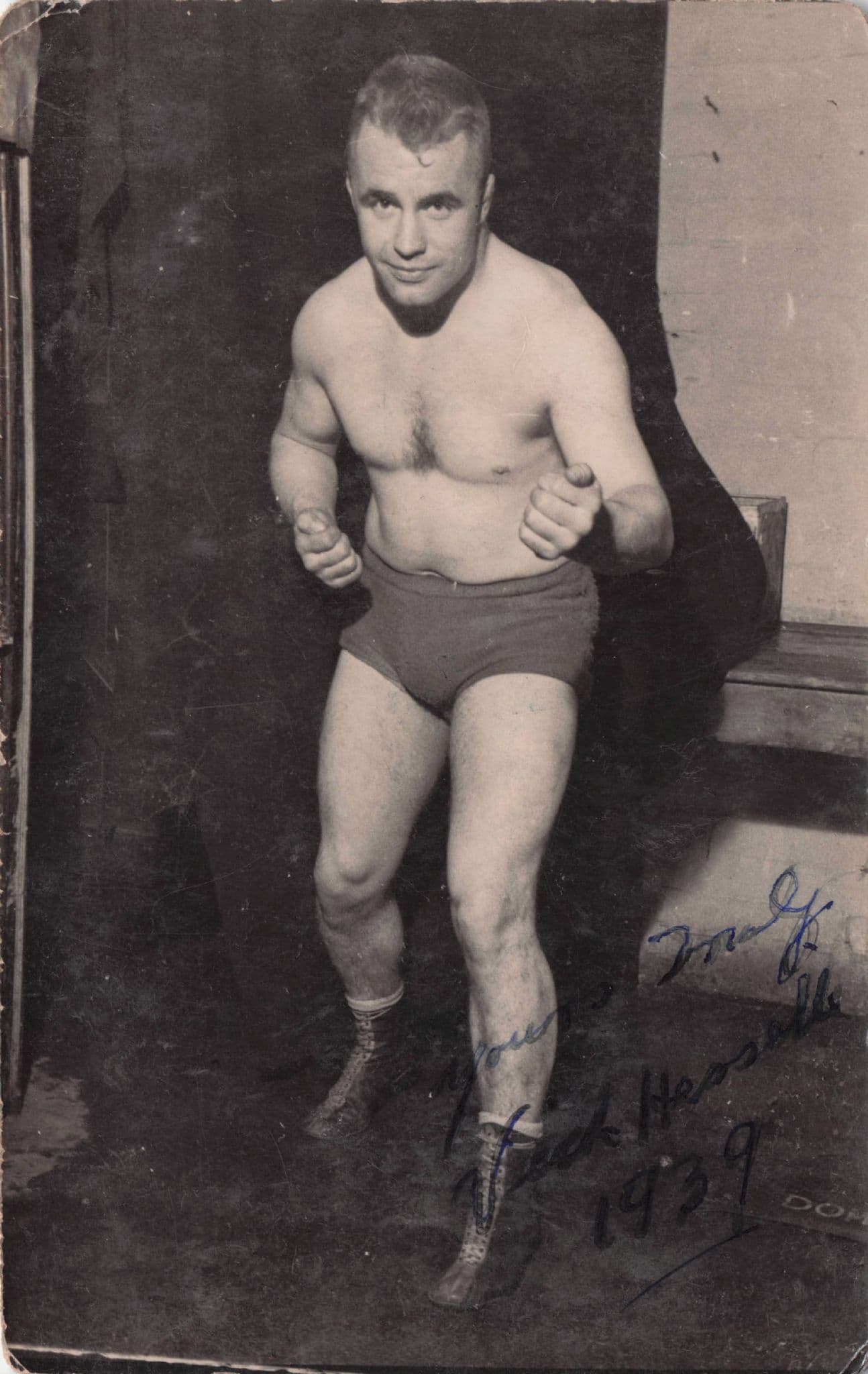 Vick Hesselle Historic Wrestling Champion WW2 Hand Signed Photo