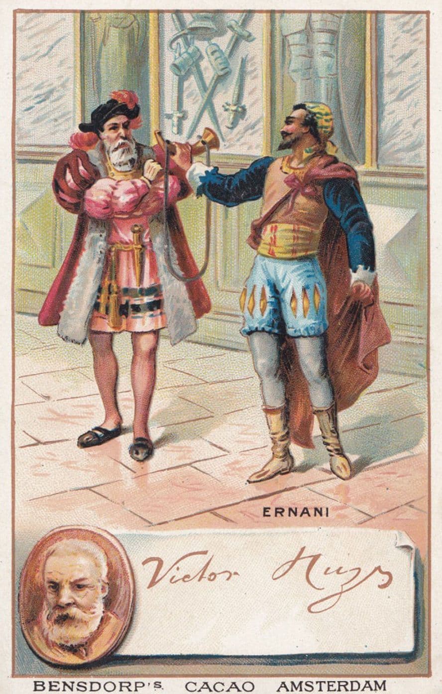 Victor Hug French Poet Printed Signed Bendorps Cocoa Drink Postcard Old Card