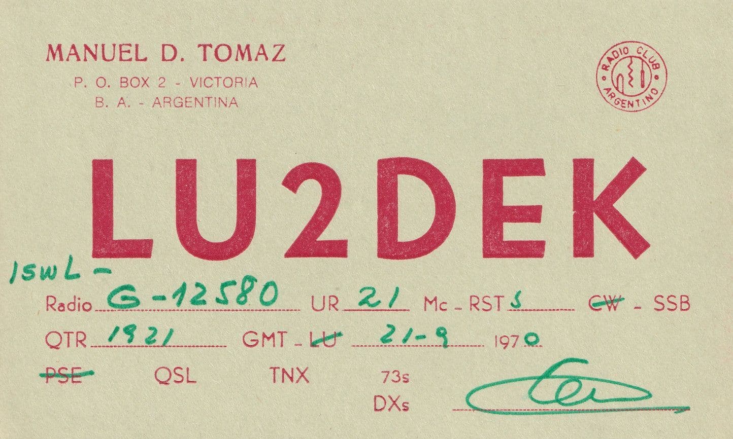 Victoria Argentina Amateur Radio QSL Card & Station Manager Postmark