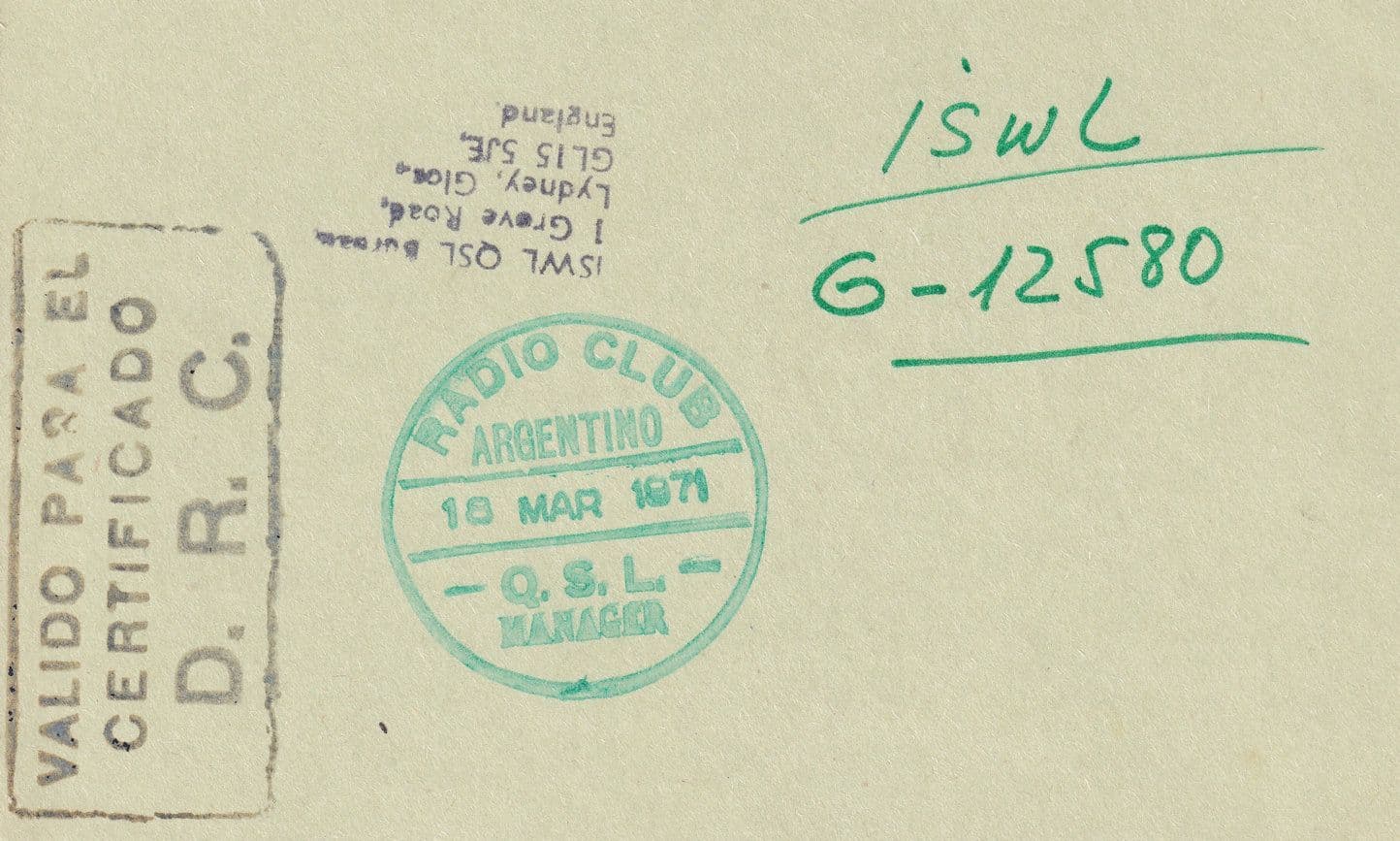 Victoria Argentina Amateur Radio QSL Card & Station Manager Postmark