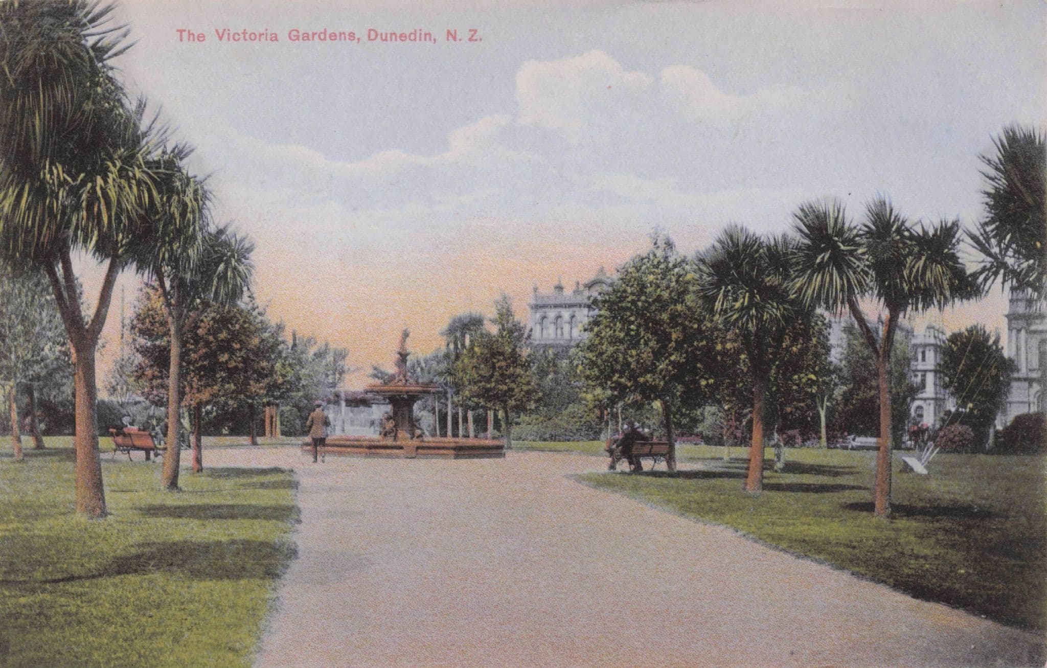 Victoria Gardens Dunedin New Zealand Rare Gold Series Postcard