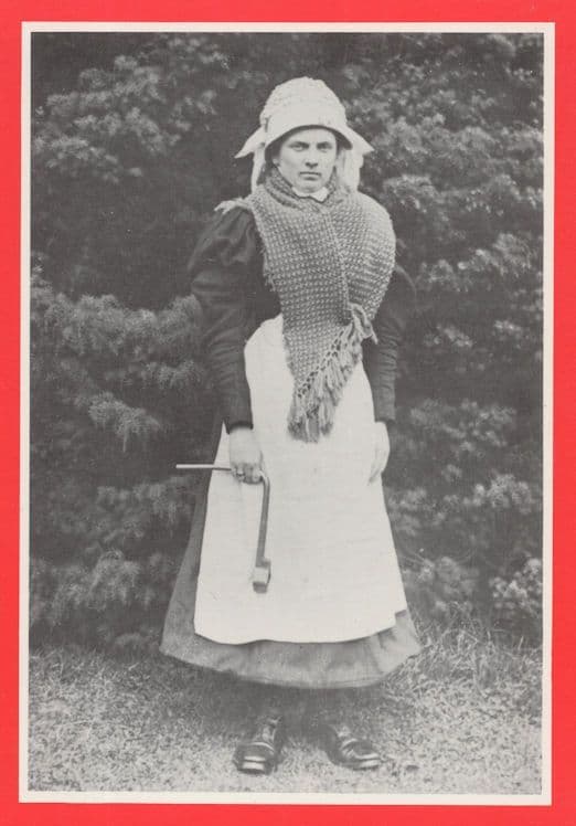 Victorian Boat Woman River Nene Northants Postcard