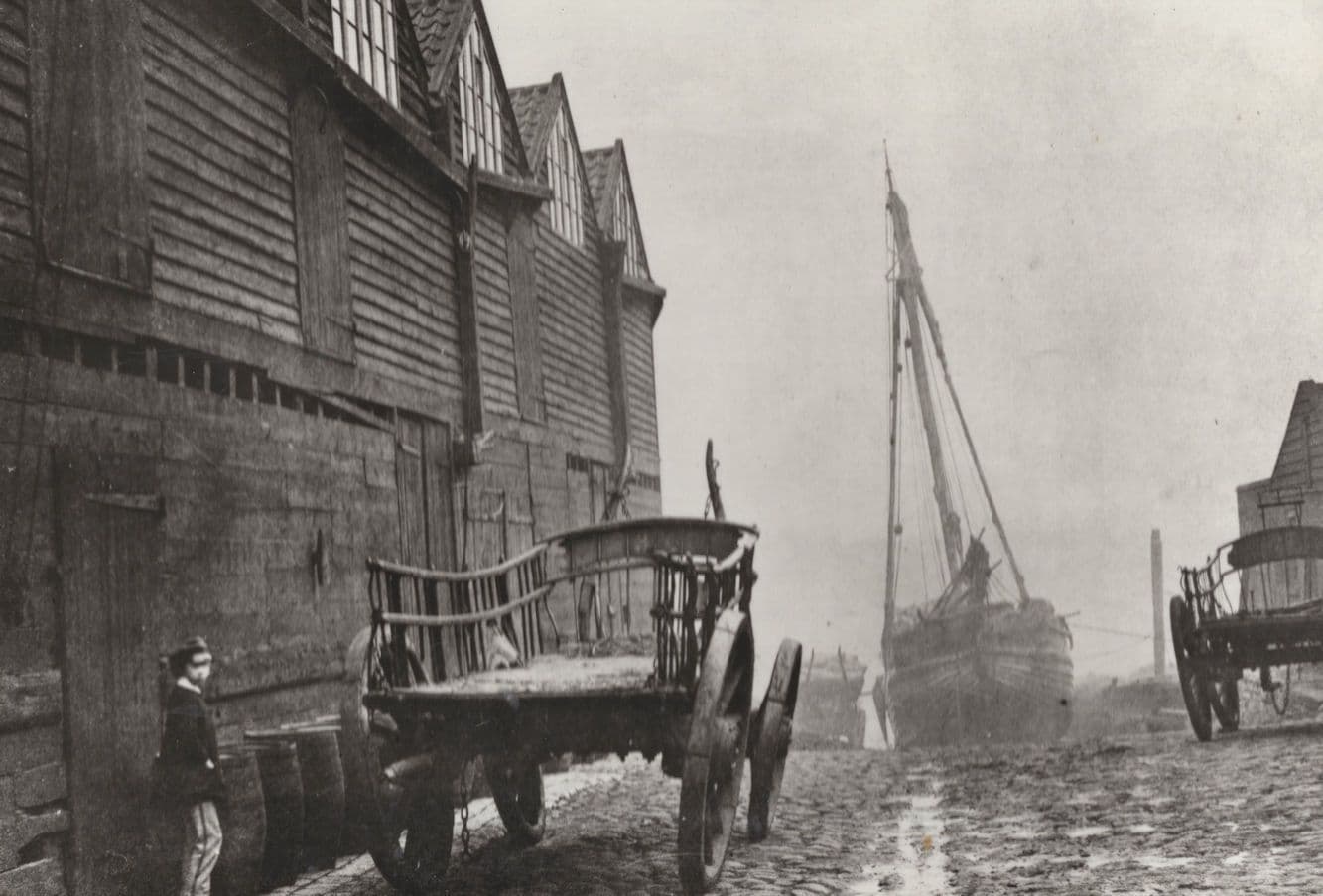 Victorian Boy in Cannon Row Westminster Boat Ship London Rare Photo Postcard
