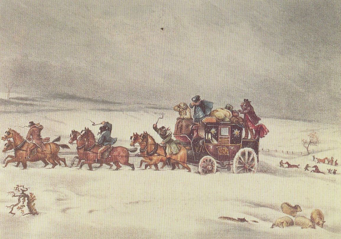 Victorian Devenport Royal Mail Coach at Amesbury Downs Transport Postcard