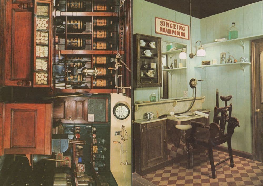 Victorian Hairdressers Barbers & Grocers Shop London Postcard s