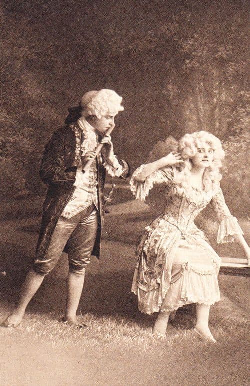 Victorian Man Playing Flute Goldilocks Recorder Dagger Wig Antique WW1 Postcard