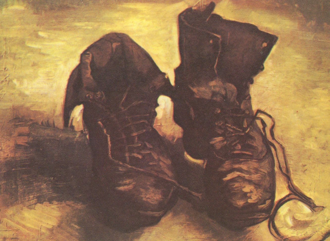 Victorian Old Leather Boots Shoes With Laces Painting Postcard