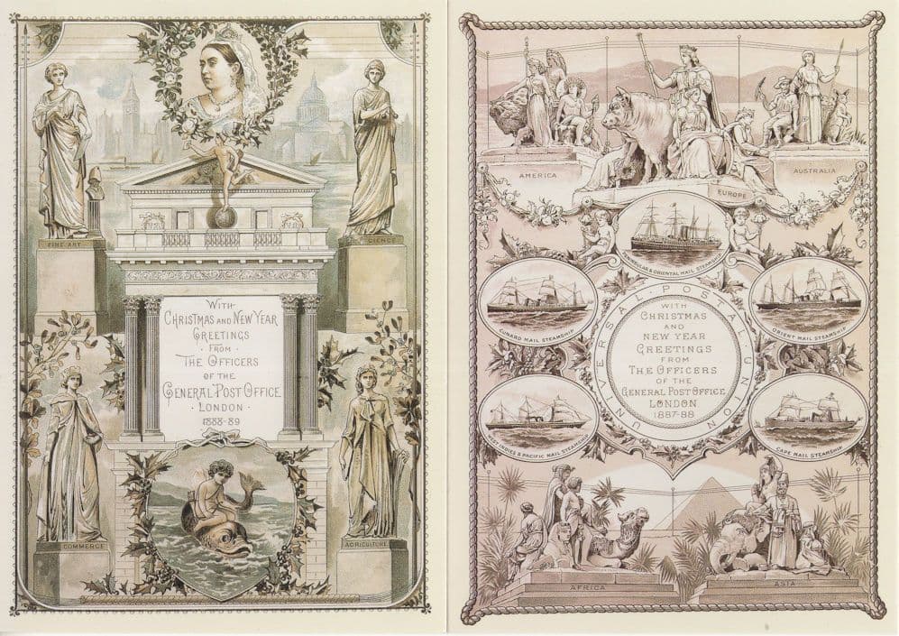 Victorian Post Office Christmas Cards To Staff 2x Postcard s
