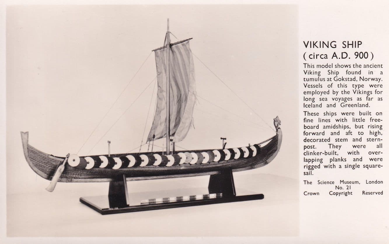 Viking Ship AD 900 London Science Museum Real Photo Old Postcard
