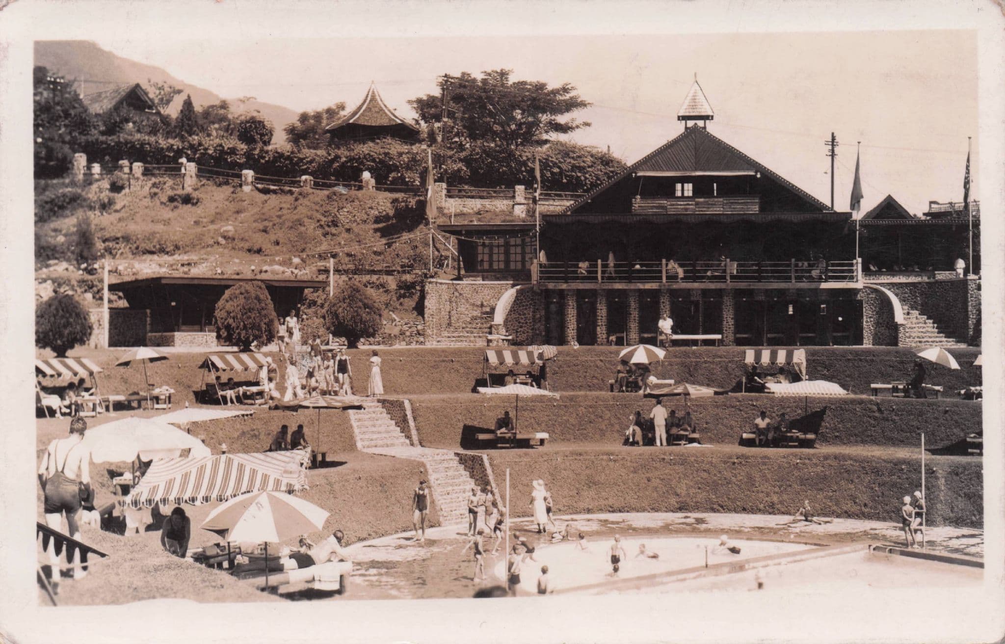 Villa Park Tretes Java Indonesia WW2 Real Photo Postcard