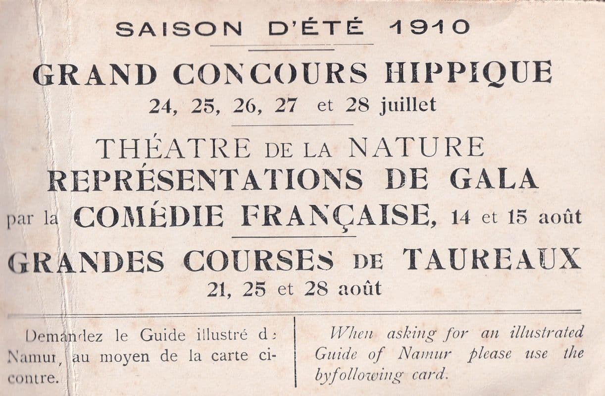 Ville De Namur Theatre Belgium Advertising Antique Postcard