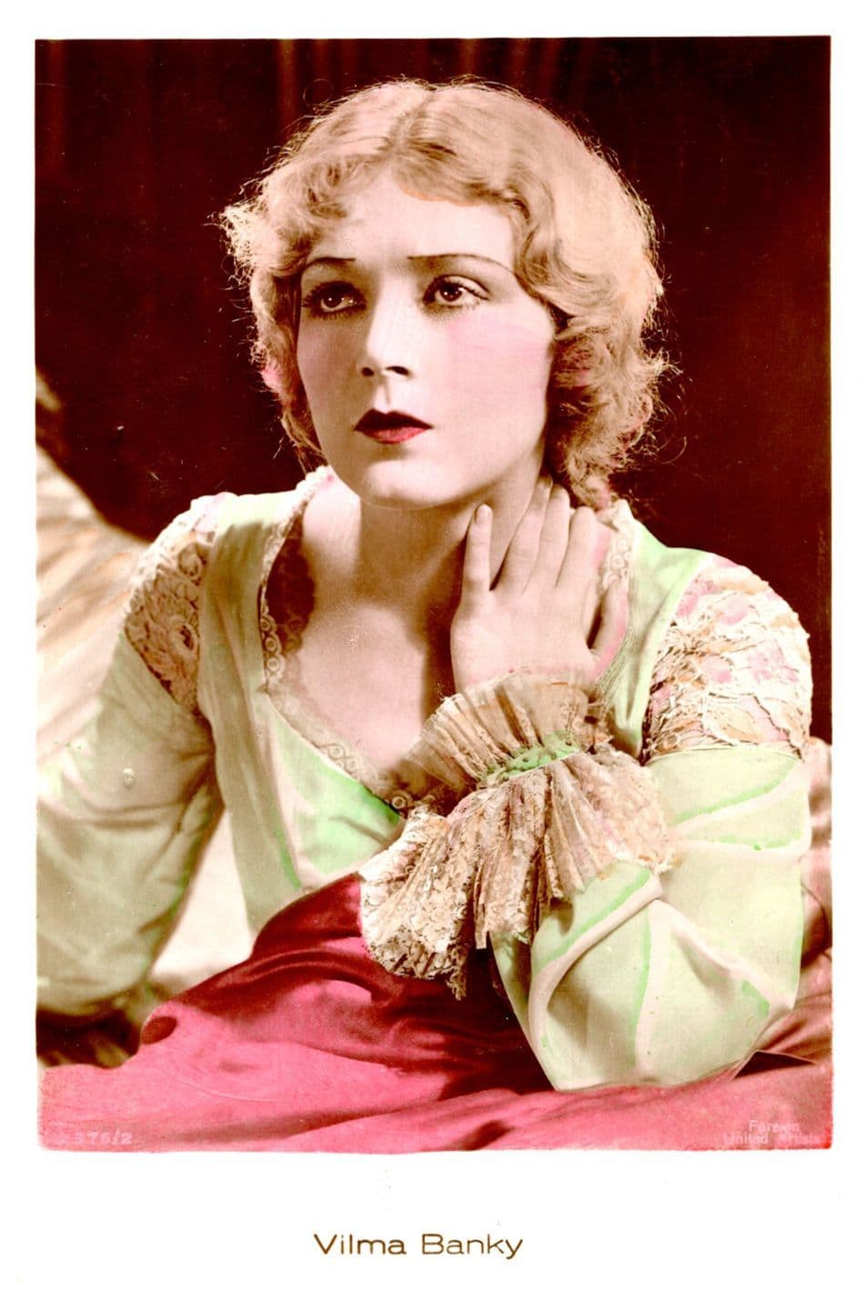 Vilma Banky Film Actress Hand Coloured Tinted Real Photo Postcard