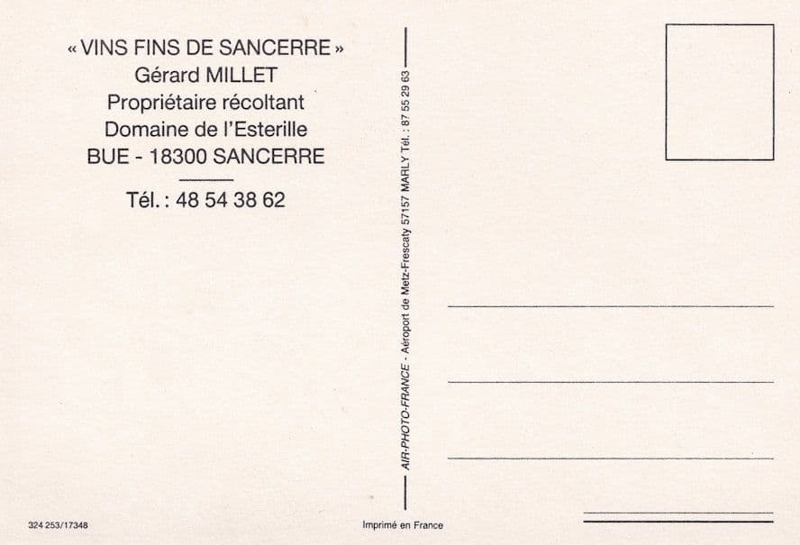 Vins Fins De Sancerre French Wine Farmer Farming Aerial Postcard