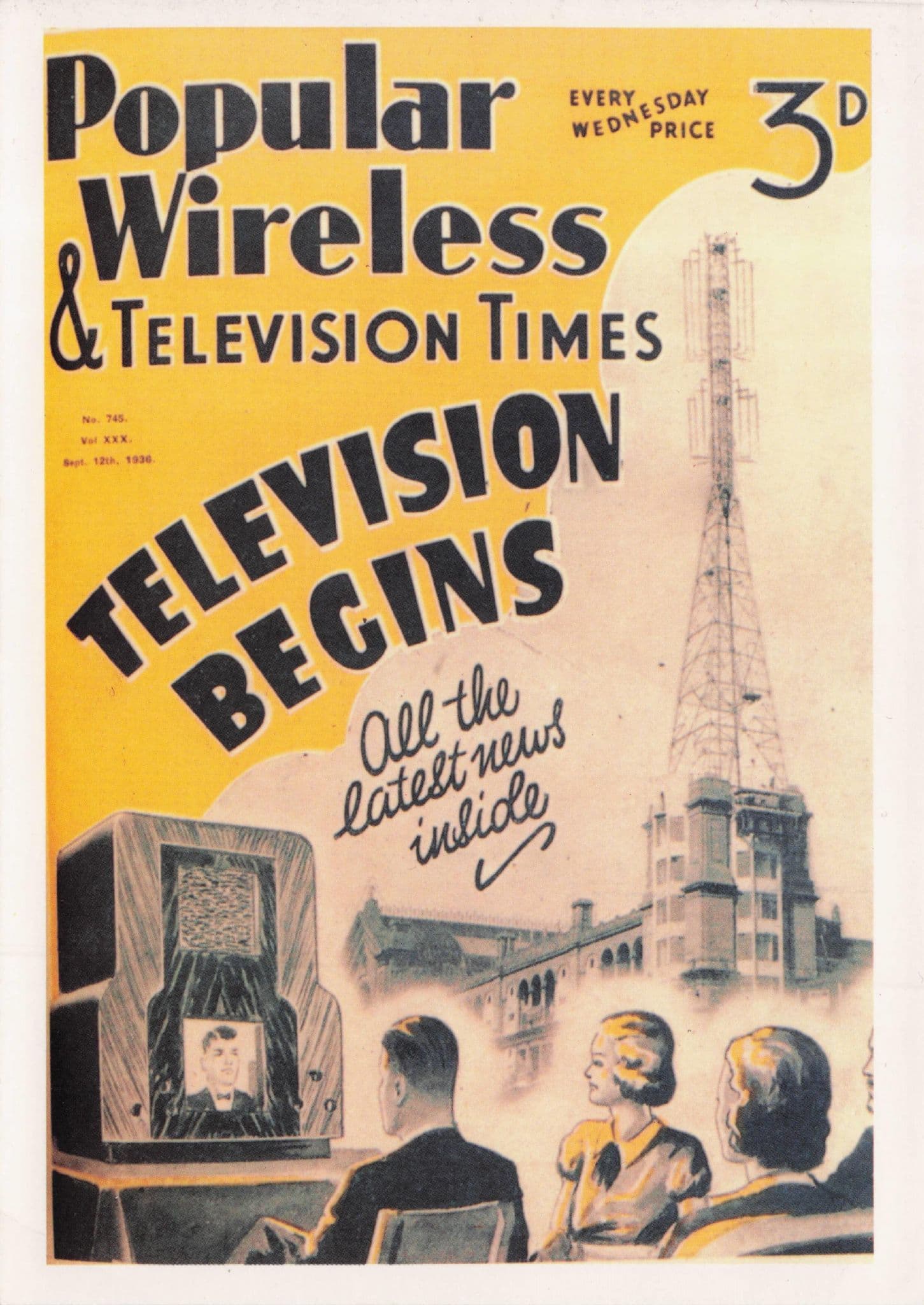 Vintage Wireless Radio Popular Television Times Book Cover Postcard