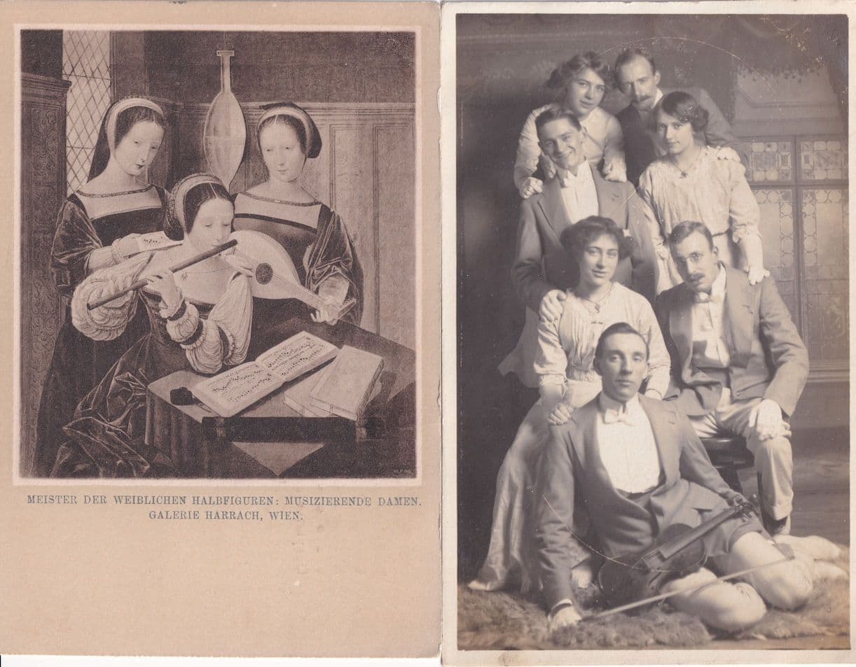 Violin Musicians Portrait Eccentric + German 2x Old Postcard s