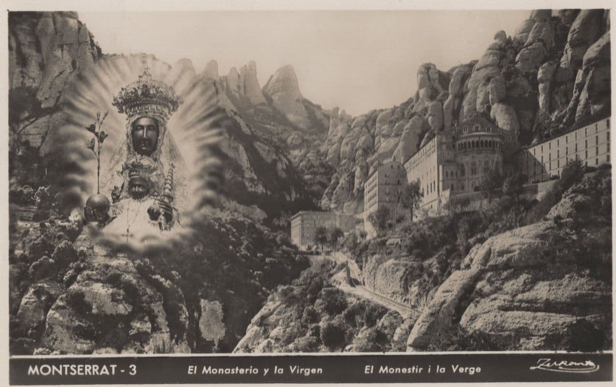 Vision Of The Virgin Of Mountserrat Spain Old RPC Postcard