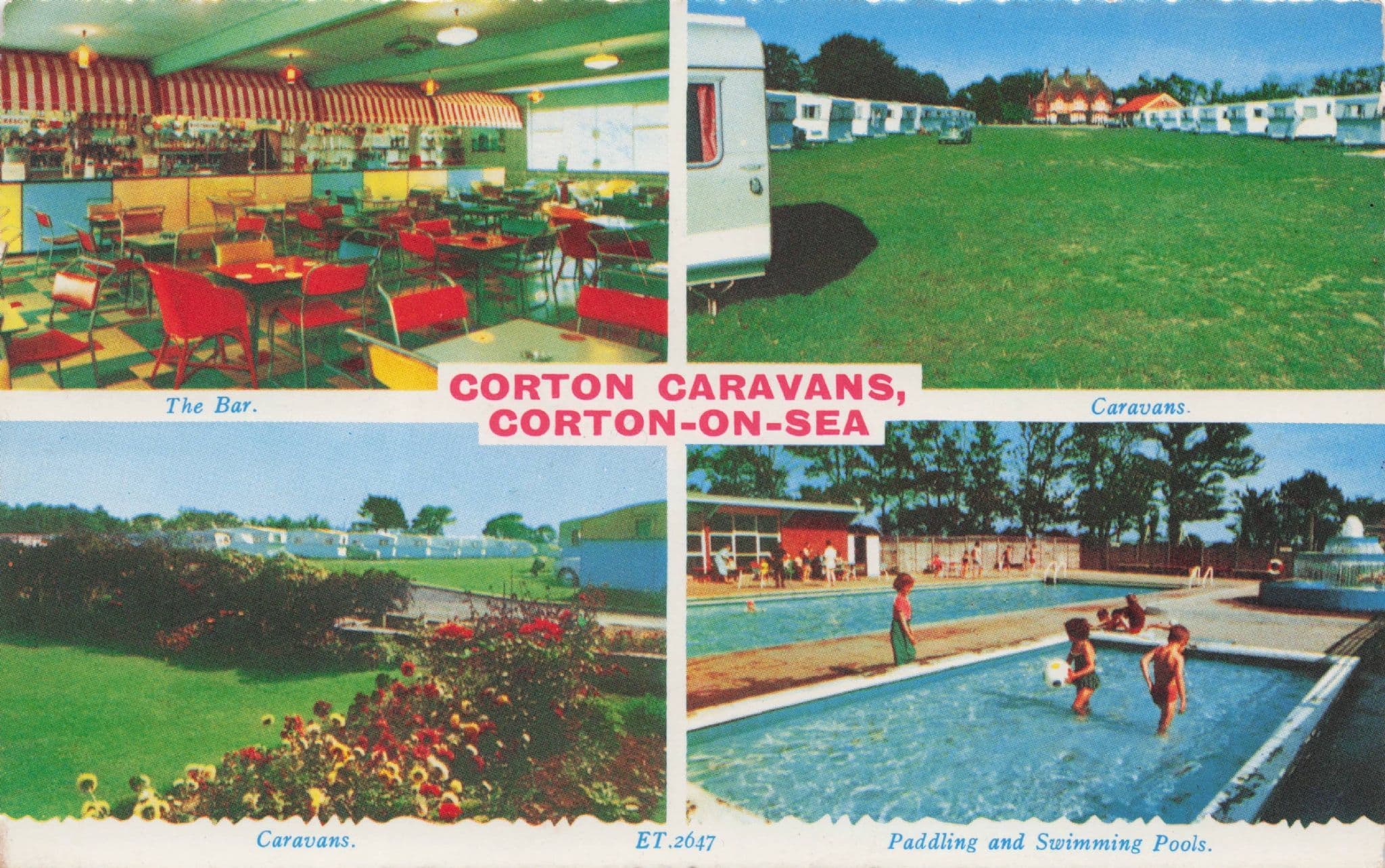 Visitors Bar & Pool At Corton Caravan Site Park Suffolk 1970s Postcard