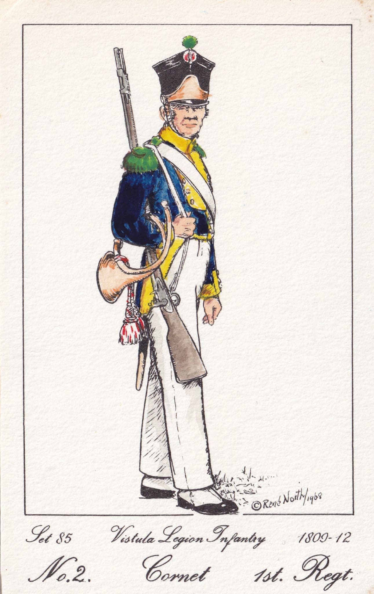Vistula Legion Infantry Polish Cornet 1st Regiment Soldier Napoleonic War Postcard