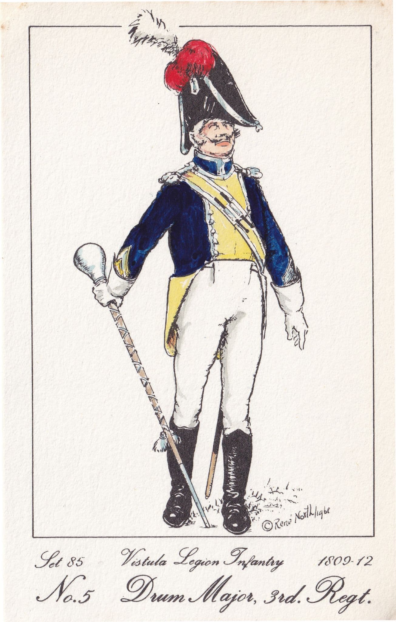 Vistula Legion Infantry Polish Drum Major Soldier Napoleonic War Uniform Postcard