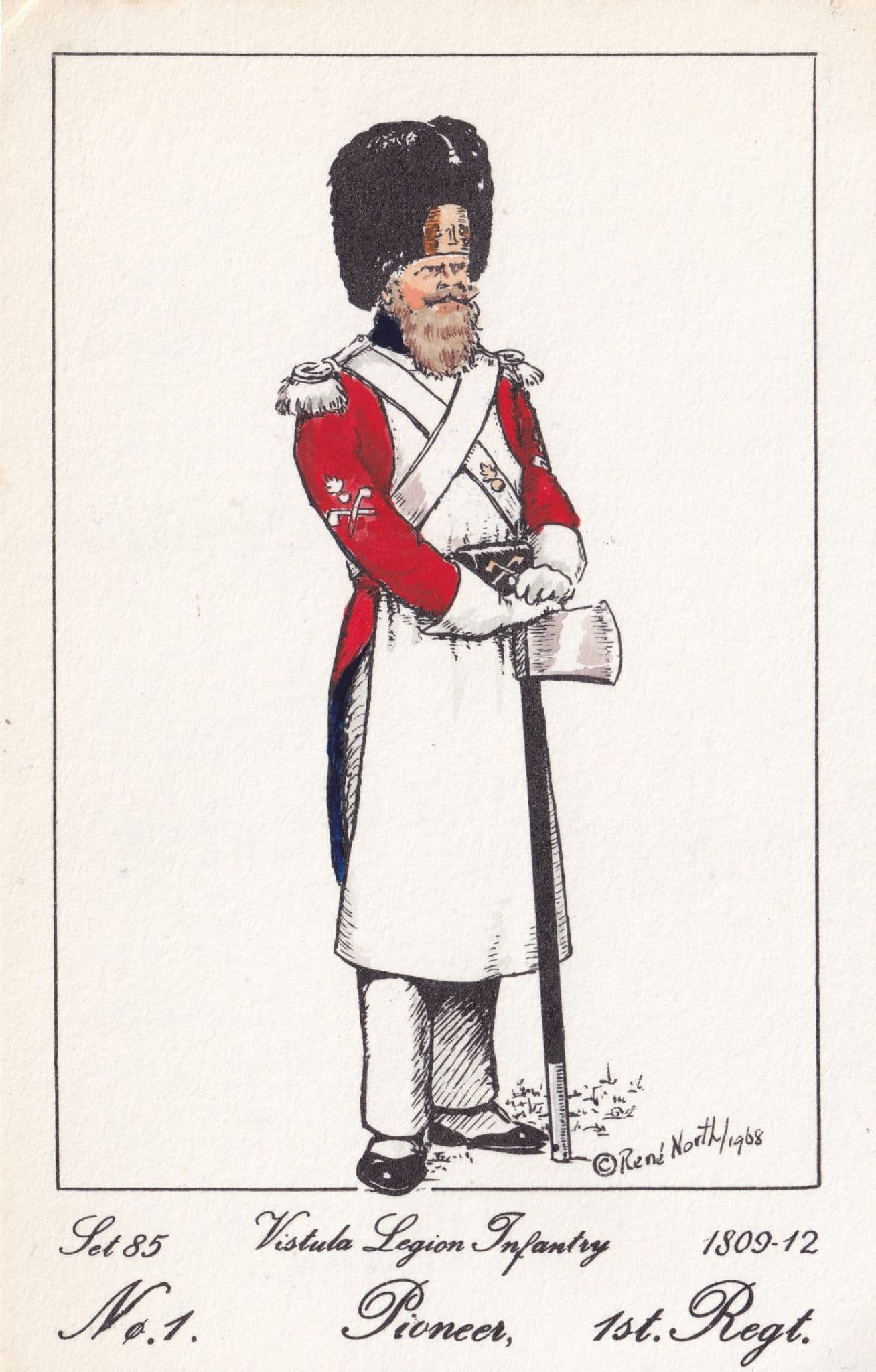 Vistula Legion Infantry Polish Pioneer 1st Regiment Soldier Napoleonic War Postcard