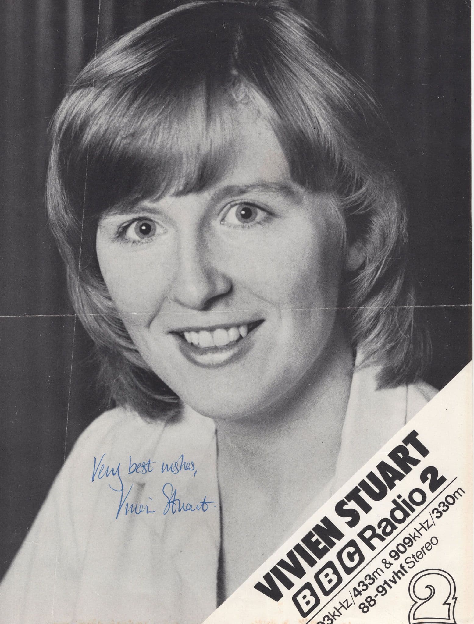 Vivien Stewart Vintage BBC Radio 2 DJ Large Signed Picture