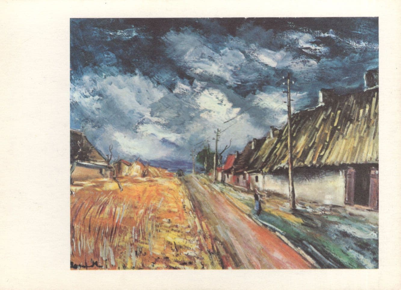 Vlaminck Thatched Cottage Painting Postcard