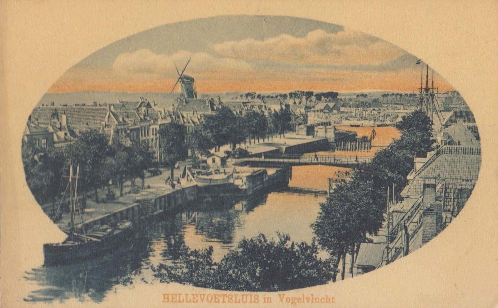 Vogelvlucht Hellevoetsluis Belgium Old Aerial Postcard