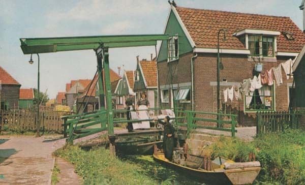 Volendam Laundry Washing Line Barge Uniform Costume Holland Real Photo Postcard