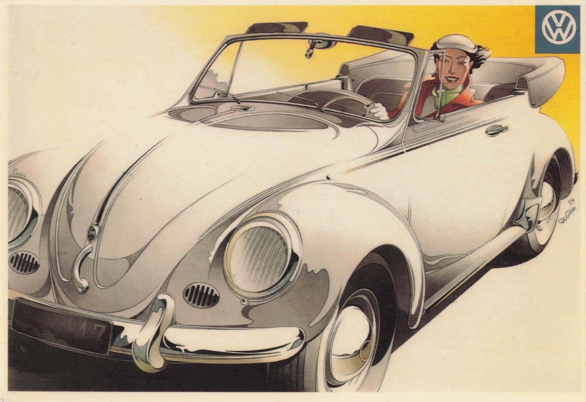 Volkswagen Convertible Classic Car Brochure Advertising Postcard