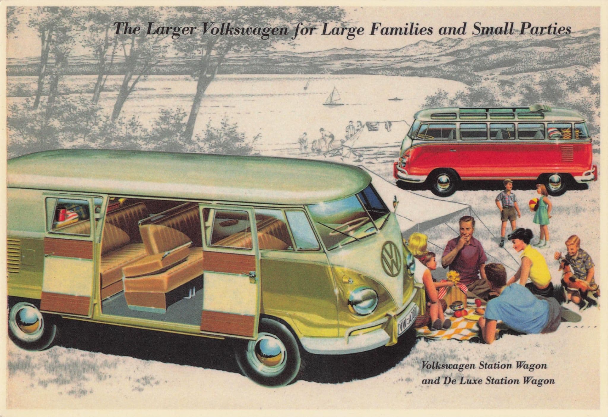 Volkswagen Station Wagon Advertising Transport Poster Postcard