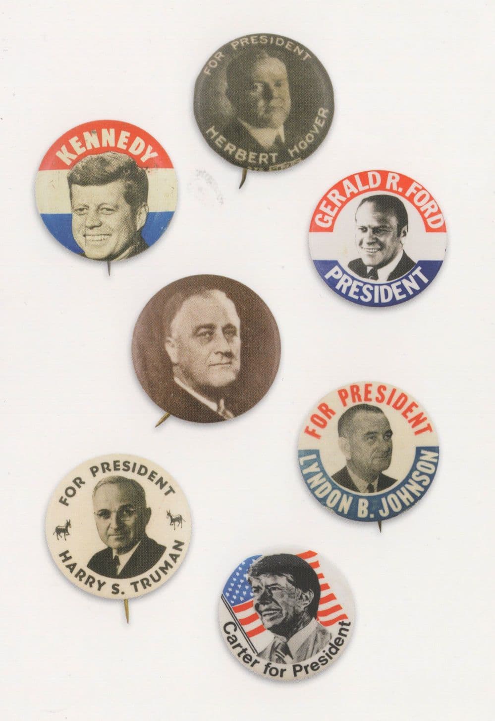 Vote Lyndon Johnson Herbert Hoover Jimmy Carter For President Pin Postcard