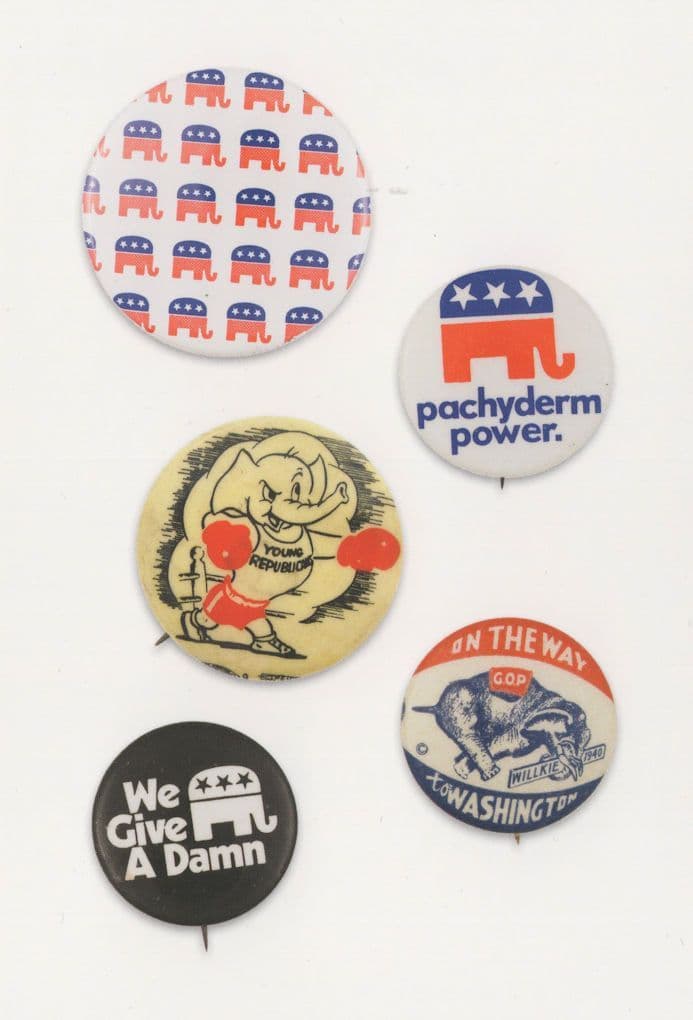 Vote Republicans Stars & Stripes Space Invaders Badge Postcard