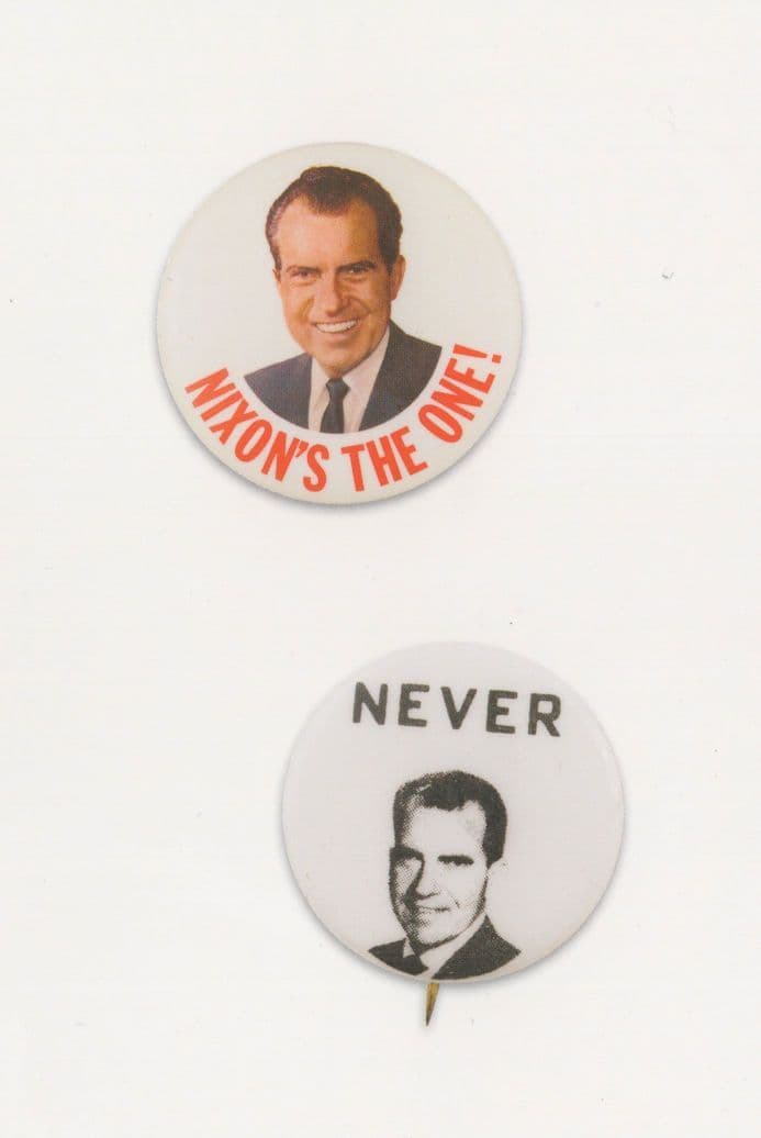 Vote Richard Nixon For US President & Oppose Him Badge Postcard