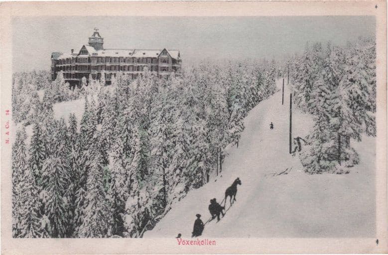 Voxenkollen At Winter Snow Horses Norway Antique Postcard