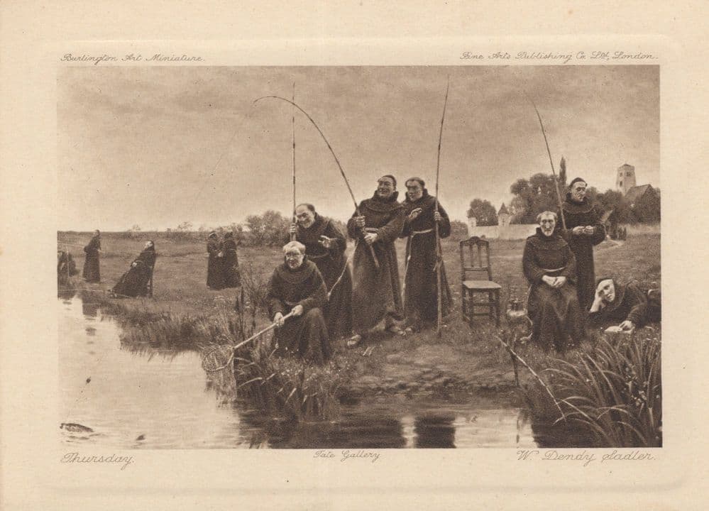 W Dandy Sadler Thursday Monks Fishing Tate Gallery Rare Postcard
