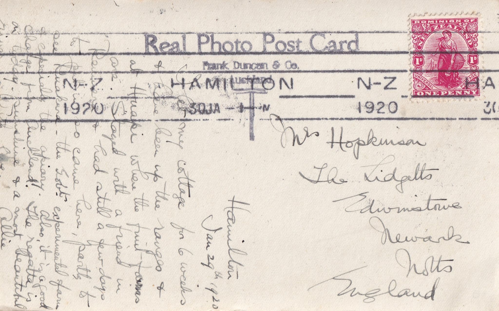 Waikato River Hamilton New Zealand Rare Frank & Antique RPC Postcard