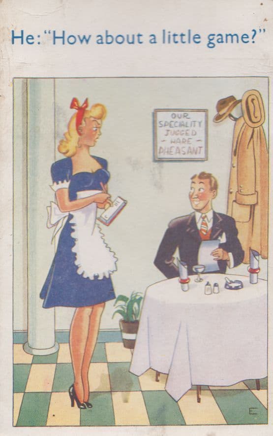 Waitress Wants To Play A Little Sexy Game Fishing Fish Sex Humour Comic Postcard