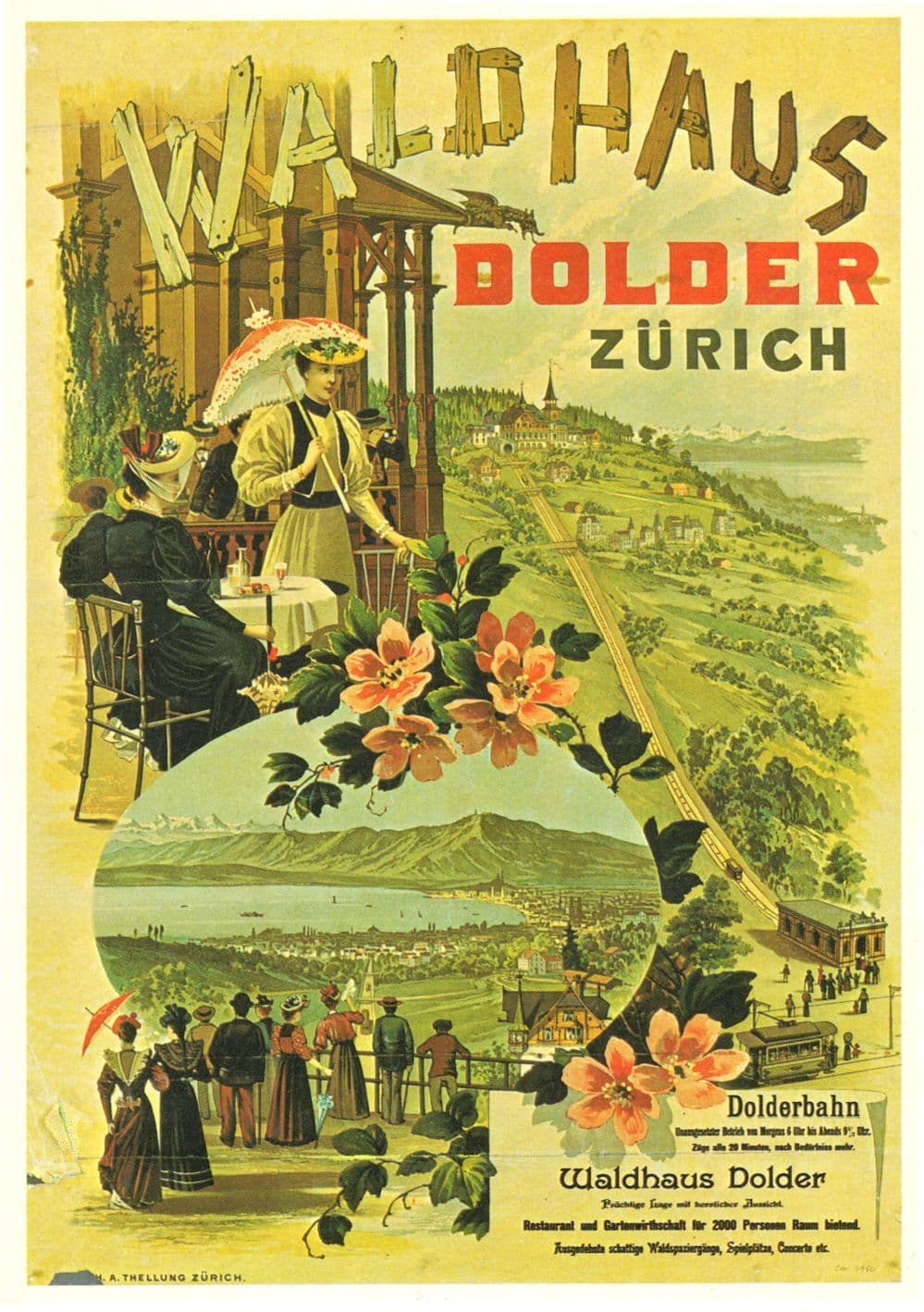 Waldhaus Dolder Zurich 1910 Switzerland Restaurant Poster Postcard