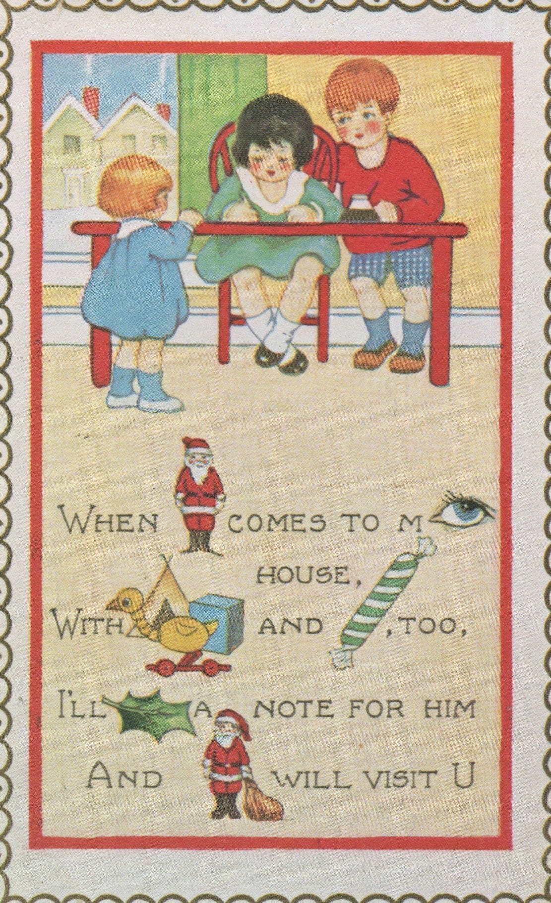 Walnut Green California 1900 Message For Santa Repro USA Postcard