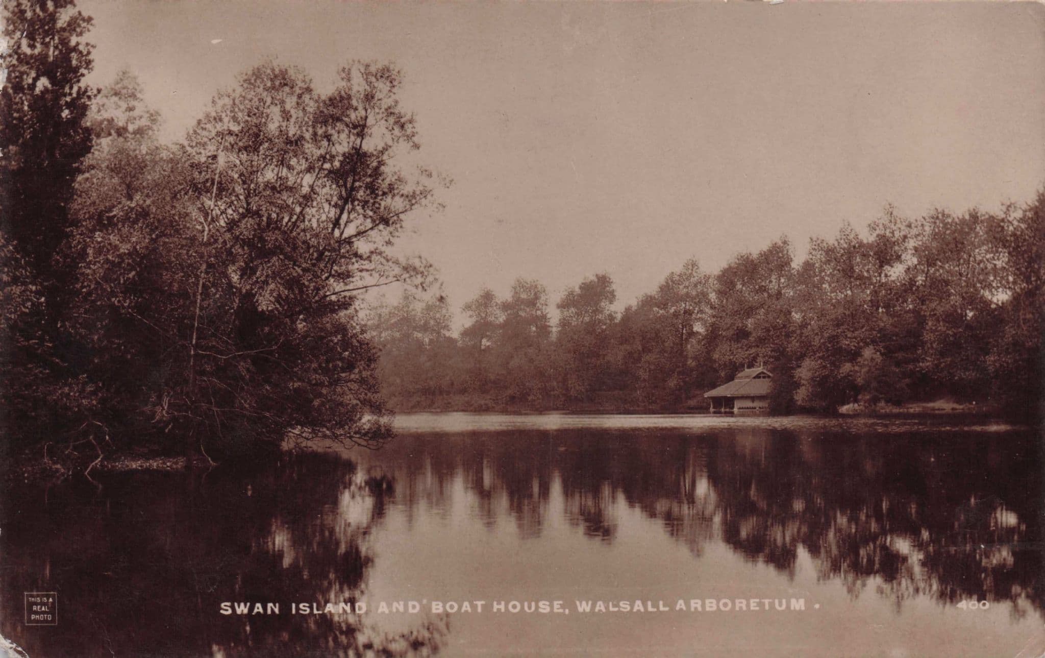 Walsall Swan Island Boat House West Midlands Old RPC Postcard