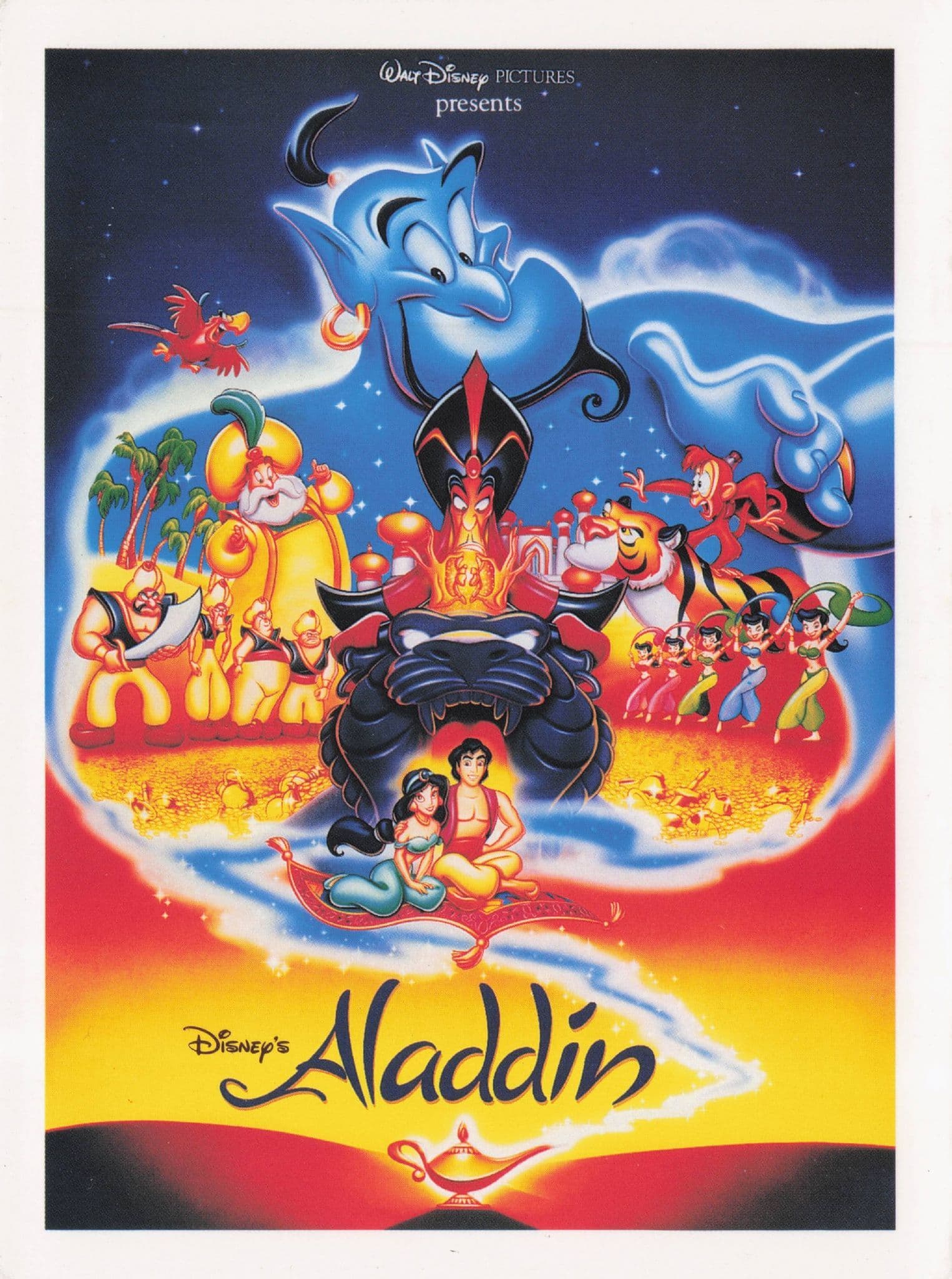 Walt Disney 1992 Aladdin Cartoon Film Poster Advertising Postcard