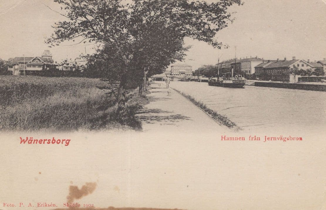 Wanersborg Sweden Boat River Antique Postcard